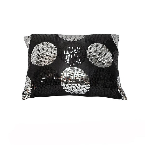Sequined Black Silver Cushion 45 x 45 cm - Soft Polyester, Spot Clean Only