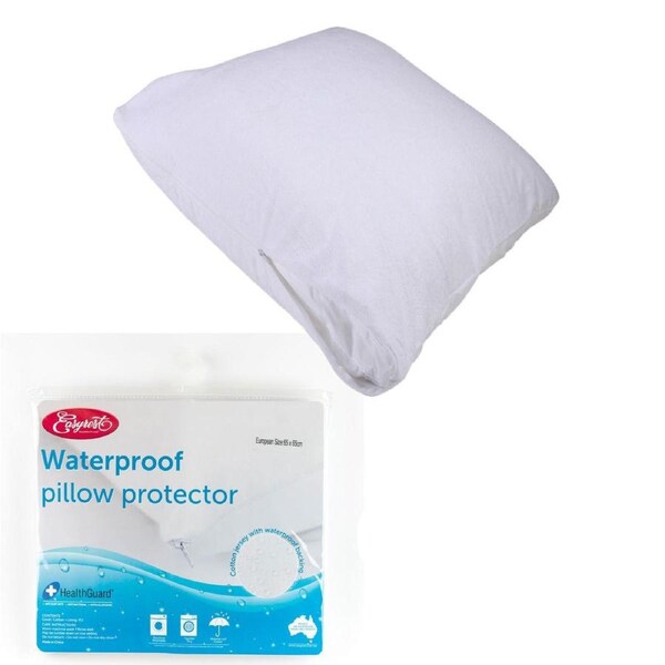 Easyrest Bamboo Cotton Jersey Waterproof Pillow Protector 65x65cm - Anti Dust Mite, Anti Bacterial