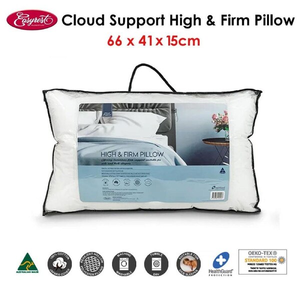 Easyrest Cloud Support Firm Pillow 66 x 41 x 15 cm - Breathable Cotton, Hypoallergenic