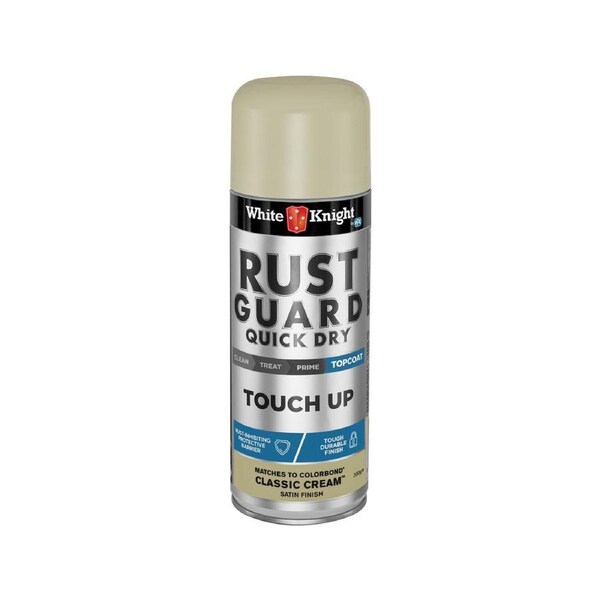 White Knight Rust Guard 300g Classic Cream Satin Touch Up Spray Paint Solvent Based