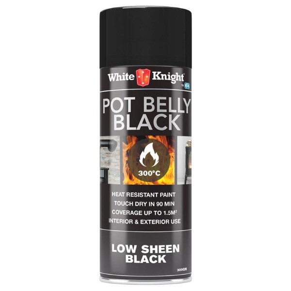 White Knight Hi Temp Spray Paint 300g Black Low Sheen Durable Finish