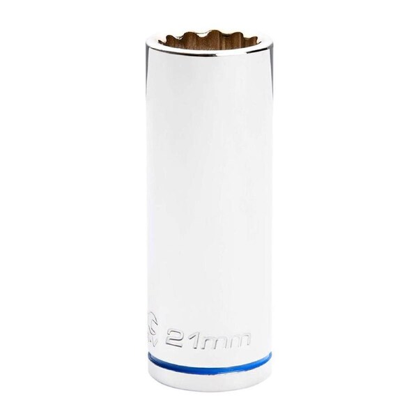 Kincrome Deep Socket - 21mm - Chrome Vanadium Steel - Mirror Polish