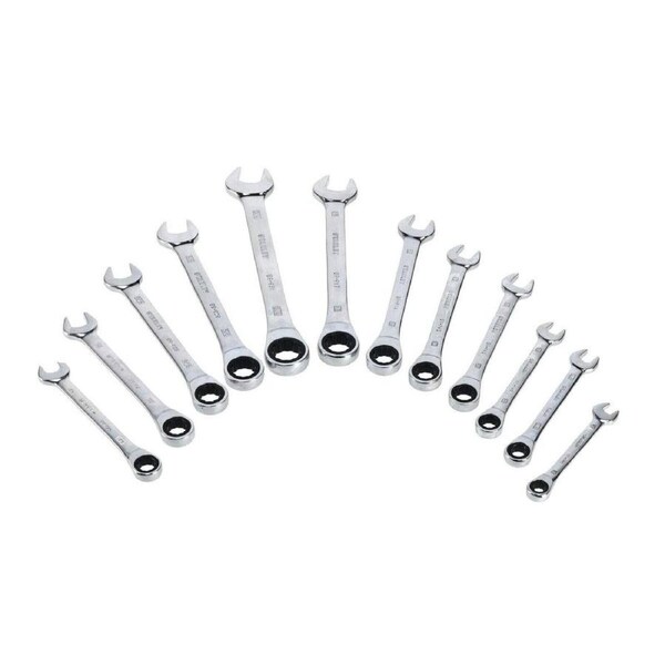 Stanley 12 Piece Spanner Set - 6 AF & 6 Metric - Steel - Ratcheting