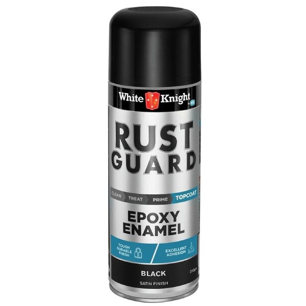 White Knight Rust Guard Spray Paint 310g Satin Black Durable Finish