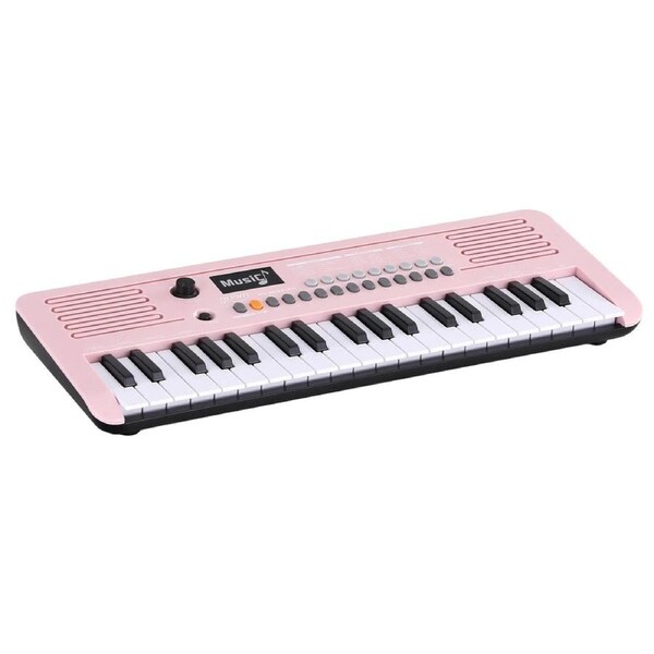 Alpha 37-Key Pink Digital Piano Keyboard for Kids with 3-Step Lesson Mode
