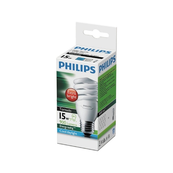 Philips Spiral E27 15W CFL Globe 900lm Cool Daylight