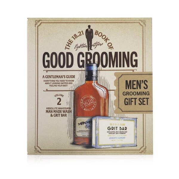 18.21 Man Made Book of Good Grooming Gift Set Volume 2: Absolute Mahogany (Wash 532ml + Grit Bar 198g ) 2pcs 2pcs