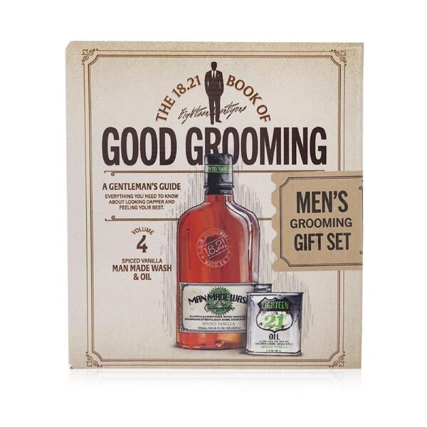 18.21 Man Made Book of Good Grooming Gift Set Volume 4: Spiced Vanilla (Wash 532ml + Oil 60ml) 2pcs 2pcs