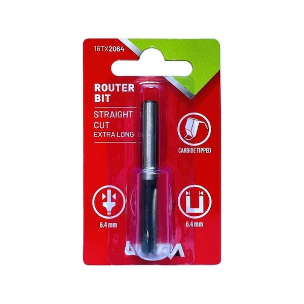 Ultra 6.4mm Extra Long Straight Router Bit Tungsten Carbide Tipped 1/4 Shaft
