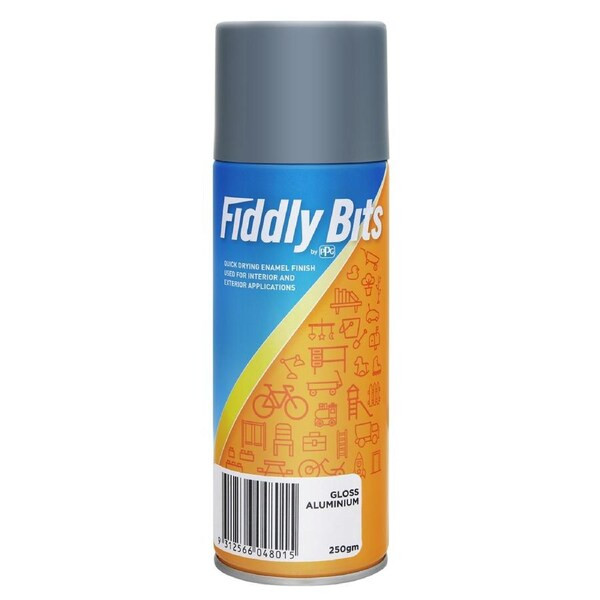 Fiddly Bits Gloss Aluminium Spray Paint 250g Fast Drying Oil Based