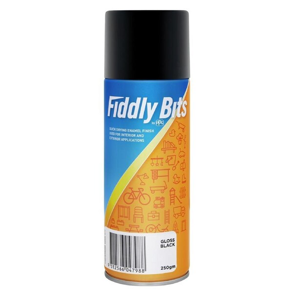 Fiddly Bits Gloss Black Spray Paint 250g Oil Based Fast Drying