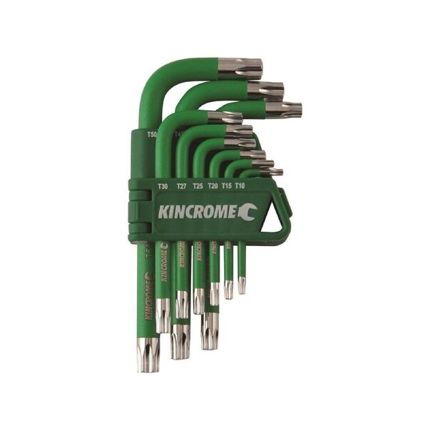 Kincrome 9 Piece Torx Key Set Chrome Vanadium Steel Green Storage Rack
