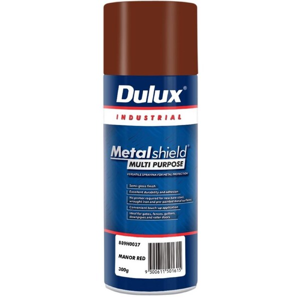 Dulux Metalshield Spray Paint Manor Red 300g Semi-Gloss Durable