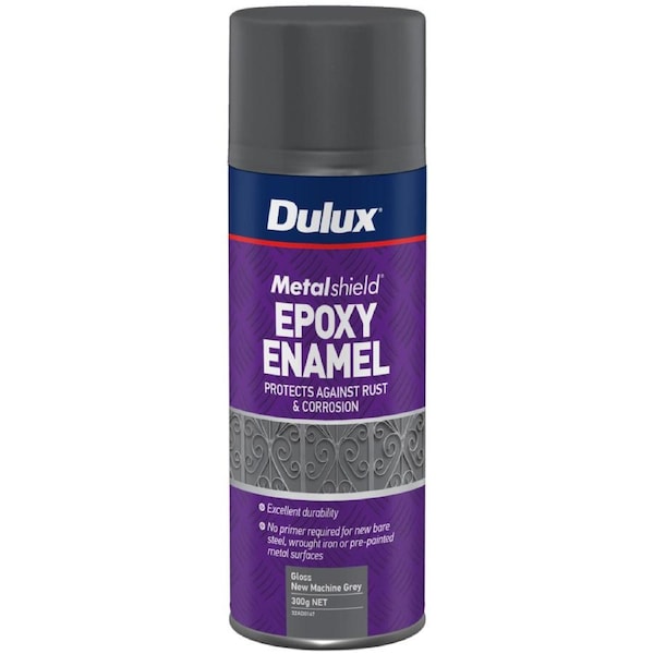 Dulux Metalshield Epoxy Enamel Gloss Spray Paint - 300g - New Machine Grey - Rust Protection