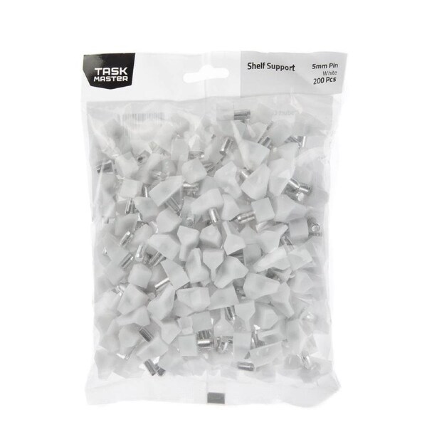 Taskmaster 5mm White Plastic Shelf Support 200 Pack