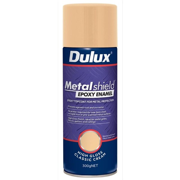 Dulux Metalshield Epoxy Enamel Gloss Spray Paint 300g Classic Cream