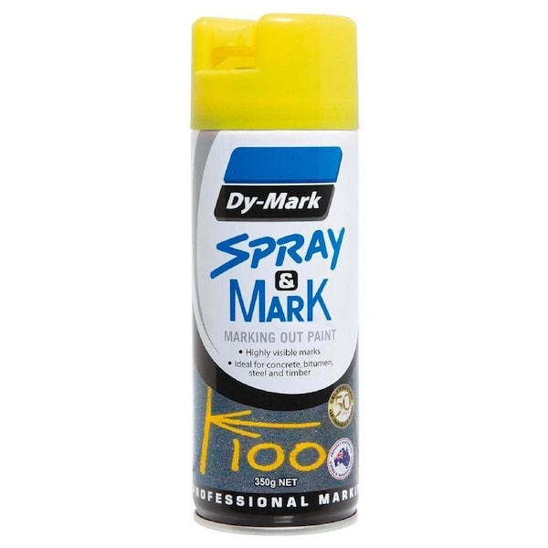 Dy-Mark 350g Fluoro Yellow Spray and Mark Paint Gloss Splatter Resistant
