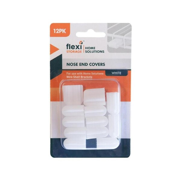 Flexi Storage White Double Slot Wire Shelf Bracket End Cover 12 Pack