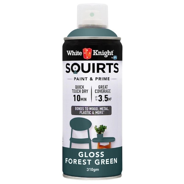White Knight Squirts Forest Green Gloss Spray Paint 310g Durable Finish