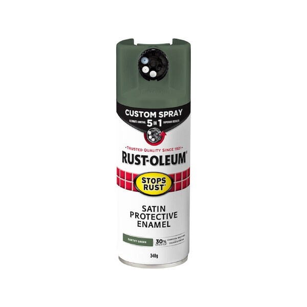 Rust Oleum 340g Satin Earthy Green Spray Paint - 5 in 1 - Rust Protection