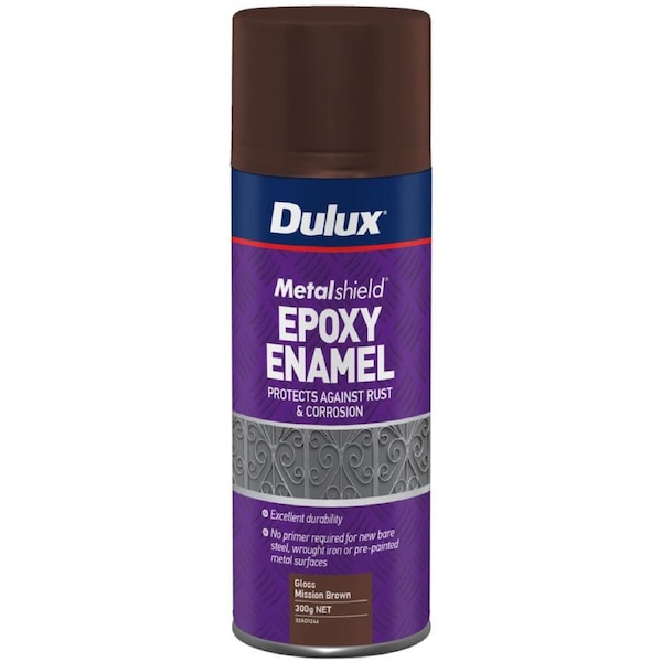 Dulux Metalshield Epoxy Enamel Gloss Spray Paint - 300g - Mission Brown - No Primer