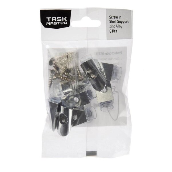 Taskmaster Chrome Screw in Shelf Support 8 Pack - 13mm x 18mm - Chrome