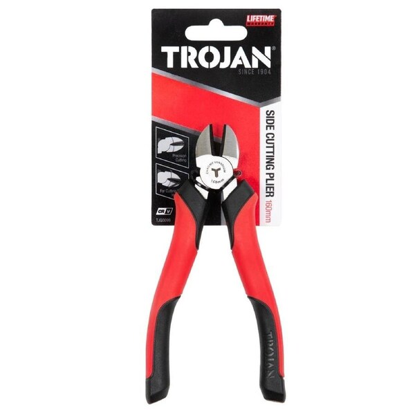 Trojan 160mm Side Cutting Plier - Chrome Vanadium Steel - Red and Black