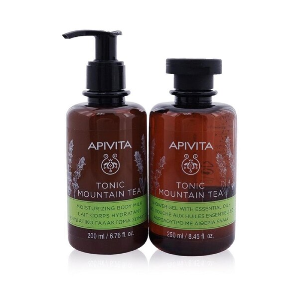 Apivita Uplift Your Mood Toning & Revitalization Set: Tonic Mountain Tea Shower Gel 250ml+ Tonic Mountain Tea Body Milk 2pcs 2pcs