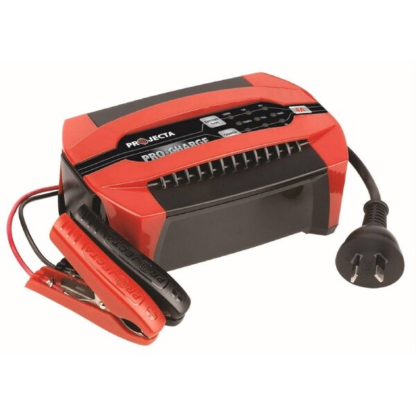 Projecta 12V 4A 6 Stage Automatic Battery Charger - 280mm x 190mm x 80mm - Black & Red