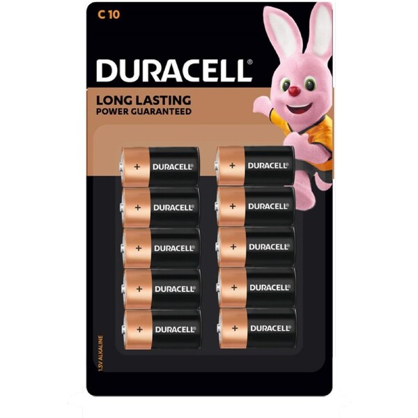Duracell Coppertop C Batteries - 10 Pack - Alkaline - Long Lasting Power