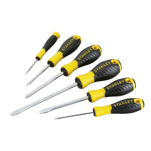 Stanley 6 Piece Essentials Screwdriver Set - 190mm x 42mm x 300mm - Black & Yellow