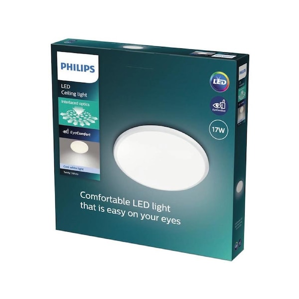 Philips Oyster LED Ceiling Light - 1700lm - 17W - Cool White - 347mm