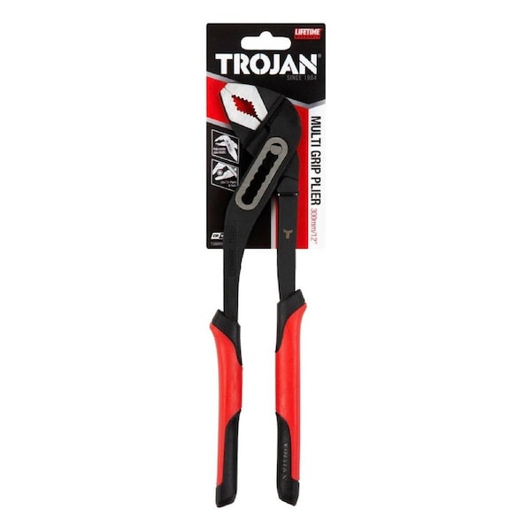 Trojan 300mm Multigrip Plier - Red and Black - Chrome Vanadium Steel