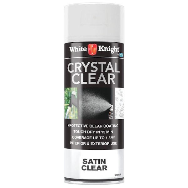 White Knight Acrylic Spray Paint - 310g - Clear Satin - Quick Drying