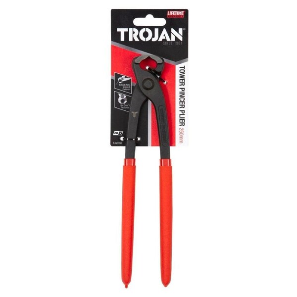 Trojan 250mm Tower Pincer Plier - Chrome Vanadium Steel - Red and Black