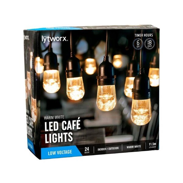 Lytworx 24 Warm White LED Cafe Lights - 11.5m String Lights