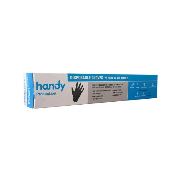 Handy Disposable Gloves - 20 Pack - Nitrile - Heavy-Duty, Ambidextrous