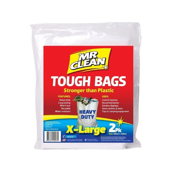Mr Clean Tough Bags X-Large - Heavy-Duty Reusable Garbage Bags - 6 Pack - Water-Resistant