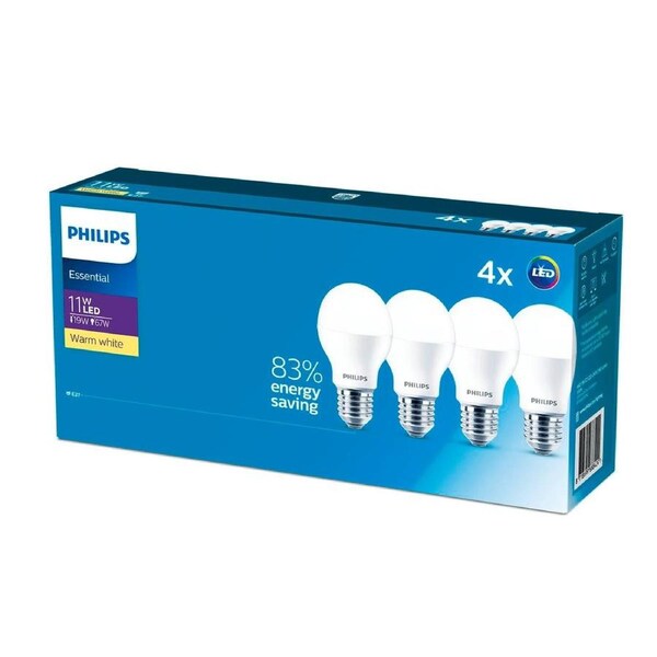 Philips A60 E27 LED Globe 11W 1150lm Warm White 4 Pack