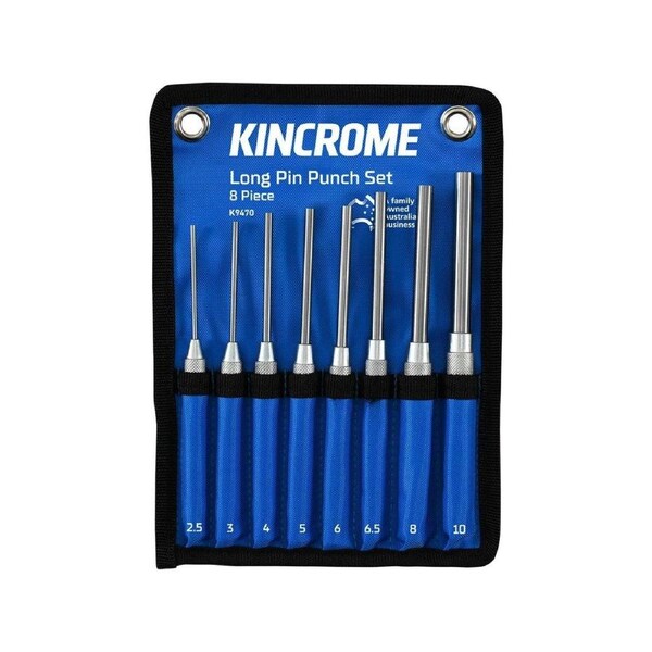 Kincrome 8 Piece Long Pin Punch Set - Chrome Vanadium Steel - 171mm x 230mm