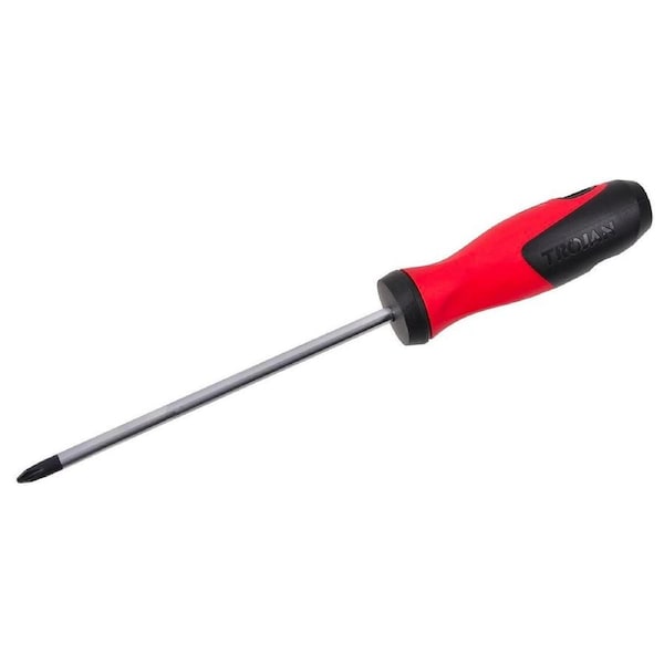 Trojan 150mm No 2 Phillips Screwdriver - Red and Black - Magnetic Tip