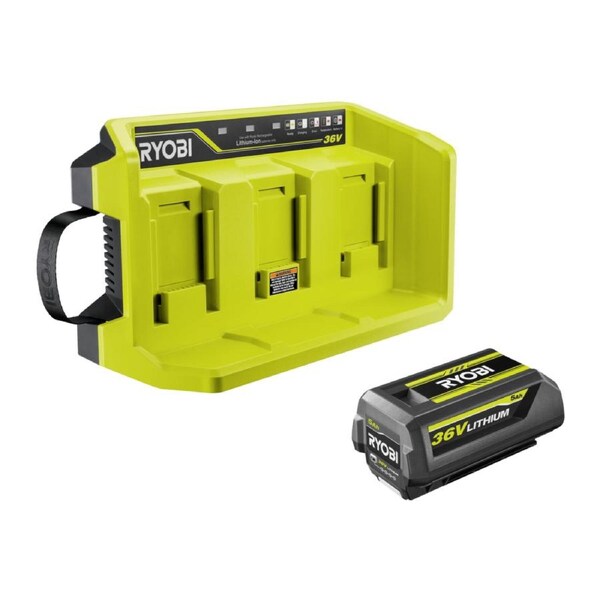 Ryobi 36V 3 Port Charger & 5Ah Battery Kit - 36V - Efficient Charging