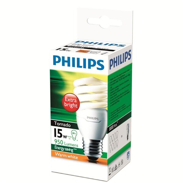 Philips Spiral CFL Globe 15W 950lm 2700K Warm White E27 57mm x 149mm