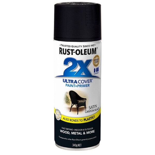 Rust-Oleum 2X Ultra Cover Spray Paint 340g - Satin Canyon Black