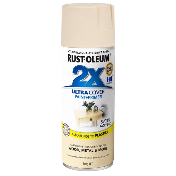 Rust Oleum 2X Ultra Cover Spray Paint 340g - Satin Ivory Silk
