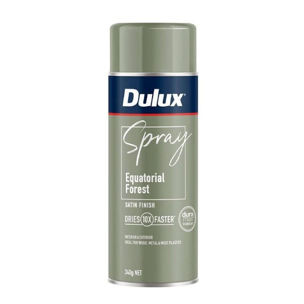 Dulux 340g Satin Spray Paint - Equatorial Forest - Fast Drying - Self-Priming