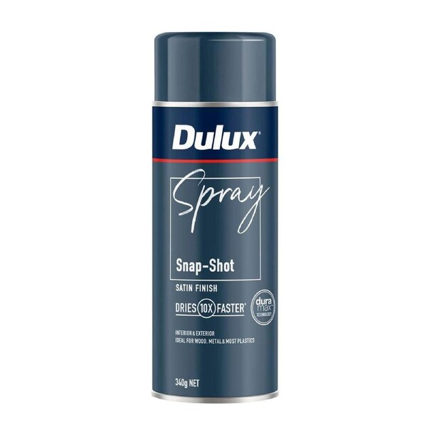Dulux Satin Snap Shot Spray Paint 340g - Fast Drying - Self Priming - 0.34L