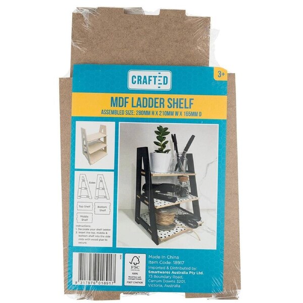 Crafted MDF Shelf Ladder - 28cm - DIY Desk Storage Solution