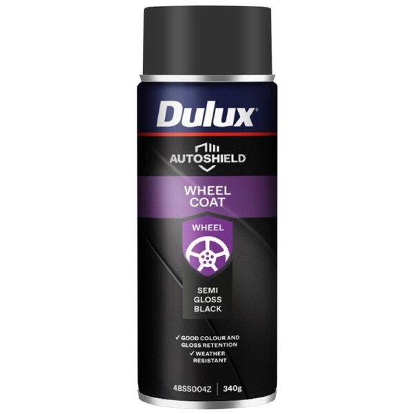 Dulux Autoshield Spray Paint 340g 0.34L Sg Black Wheel Coat - Durable Finish