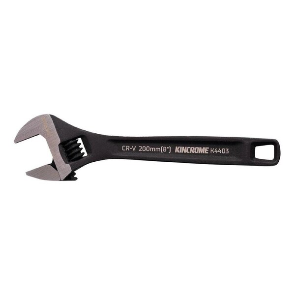 Kincrome Adjustable Wrench 200mm 8 - Chrome Vanadium Steel - 24mm Jaw Opening - Corrosion-Resistant Black Finish